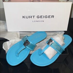 Kurt Geiger Brixton Vinyl mid Blue summer Sandals NWT